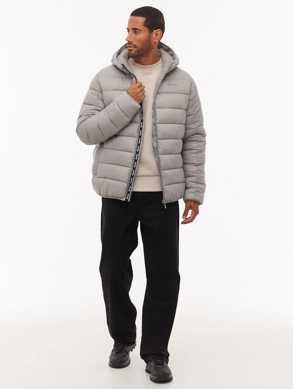 Afflor Hooded Puffer Jacket - Grey - Image 4