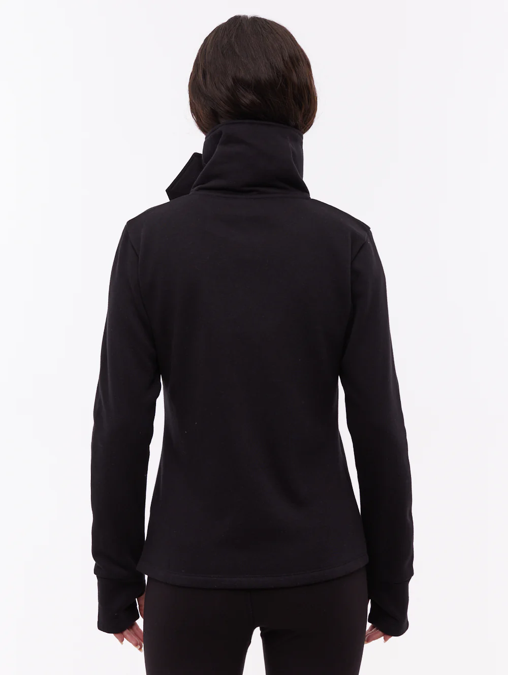 Annah Wrap Neck Zip-Up - Black - Image 3
