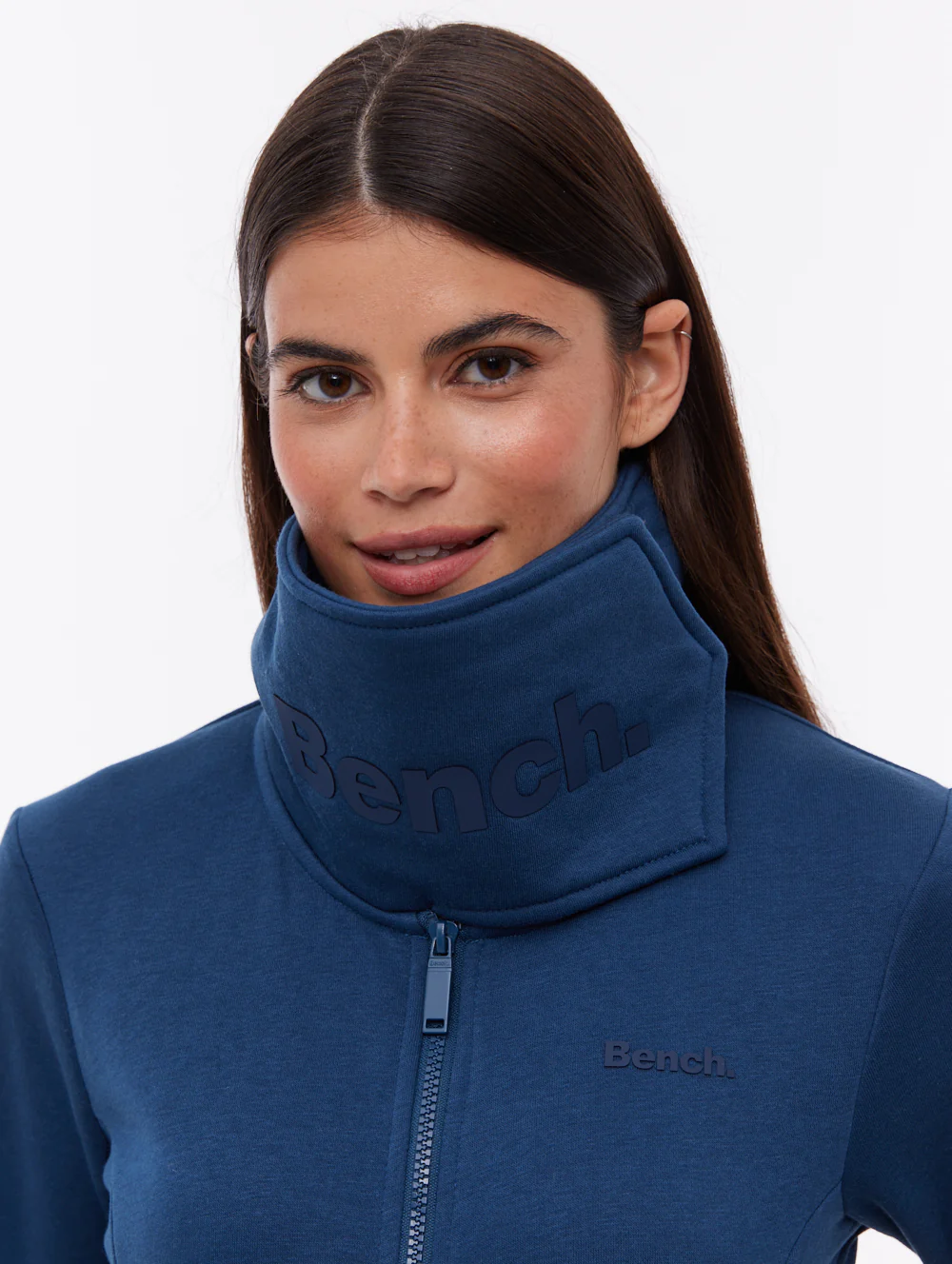 Annah Wrap Neck Zip-Up - Blue - Image 2