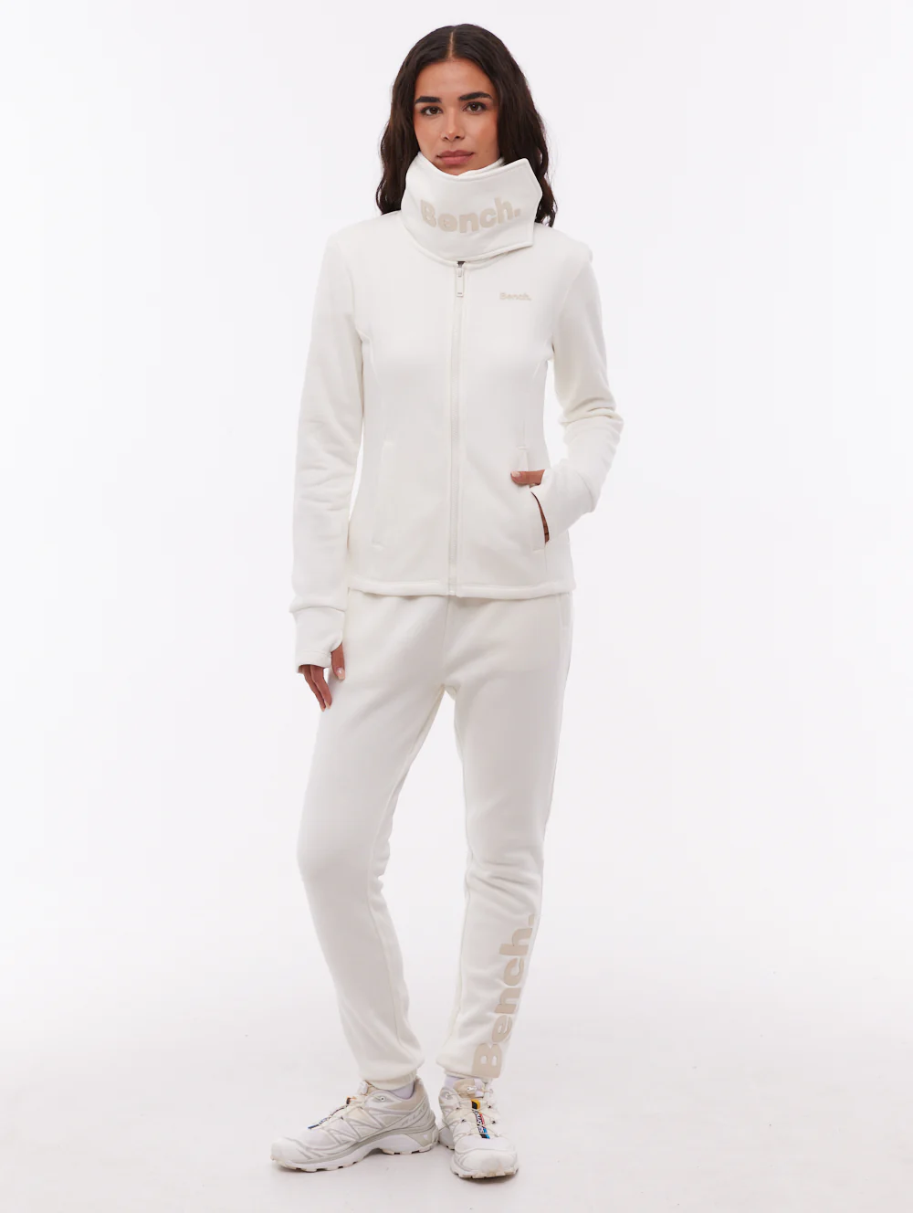 Annah Wrap Neck Zip-Up - White - Image 2