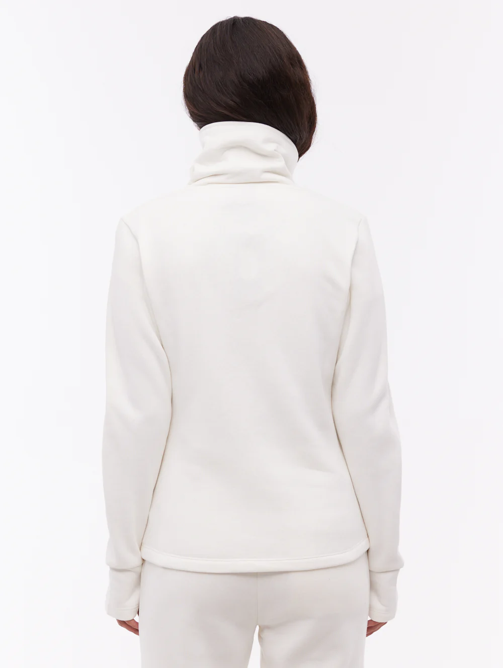 Annah Wrap Neck Zip-Up - White - Image 3