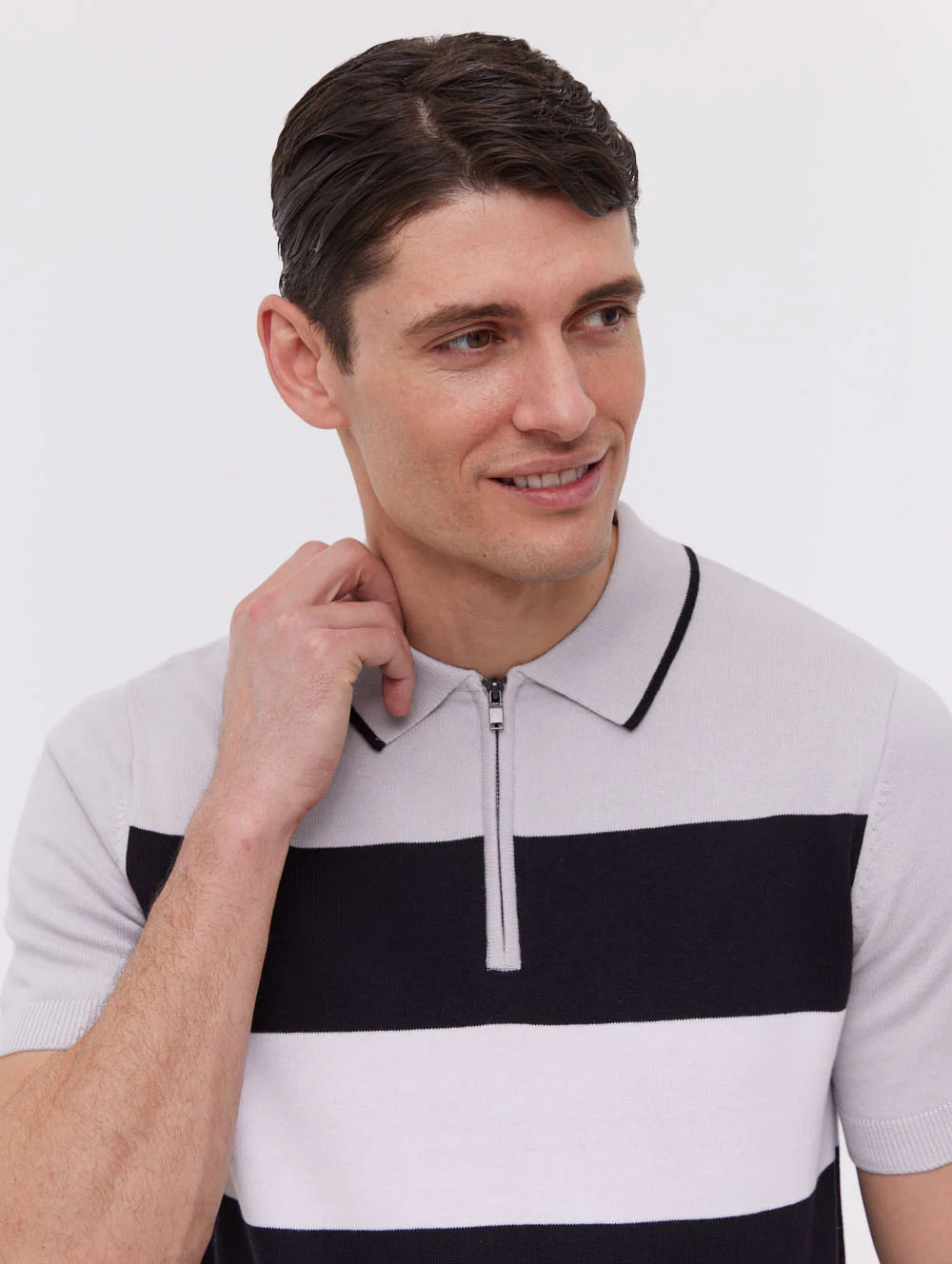 Aspinn Block Stripe Polo Shirt - Black - Image 3