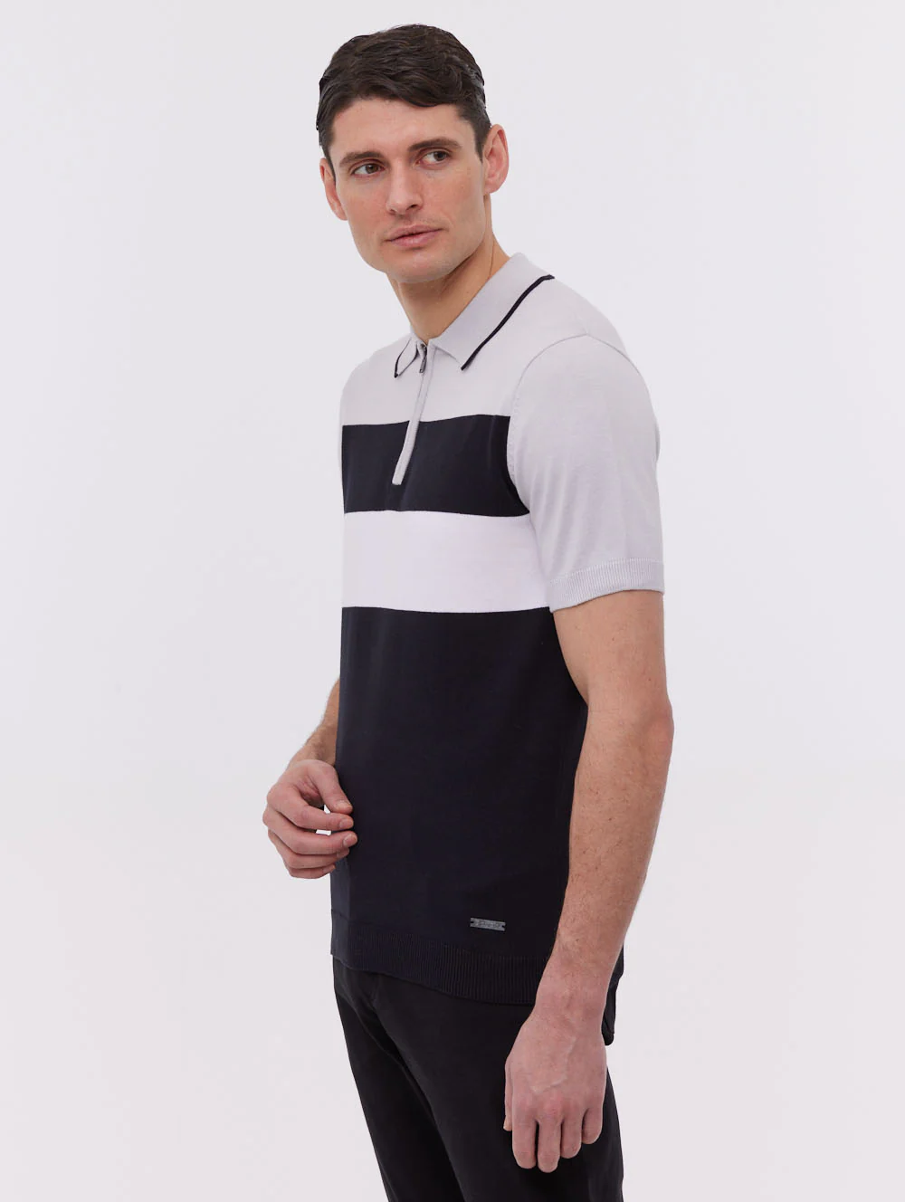 Aspinn Block Stripe Polo Shirt - Black - Image 4