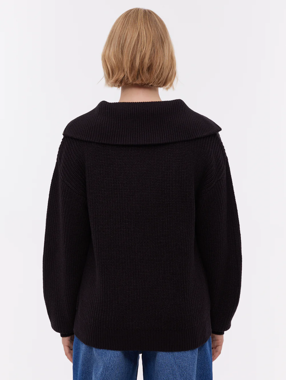 Audreena Zippered Funnel Sweater - Black - Image 3