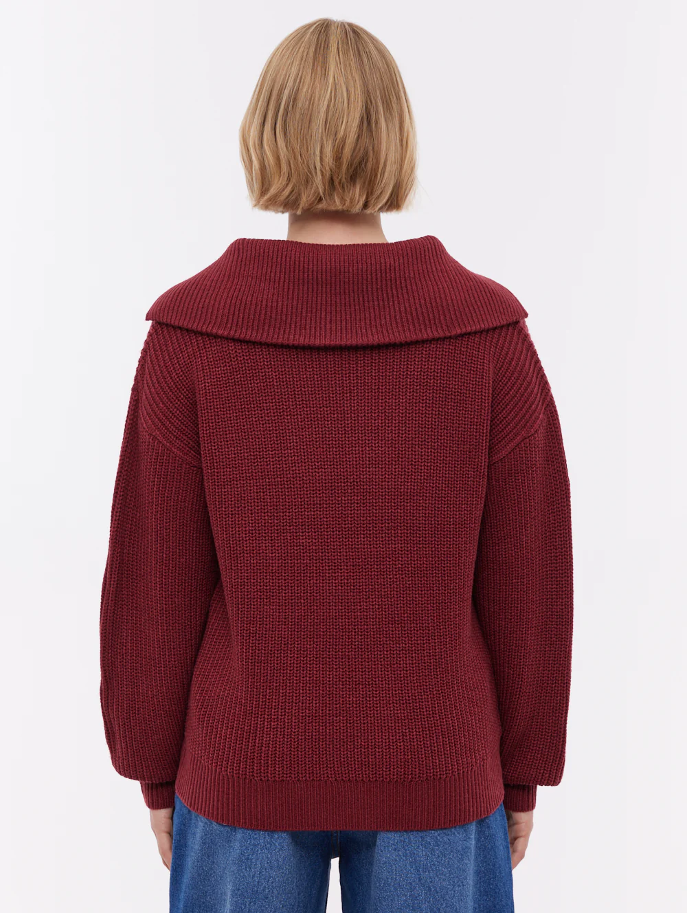 Audreena Zippered Funnel Sweater - Red - Image 3