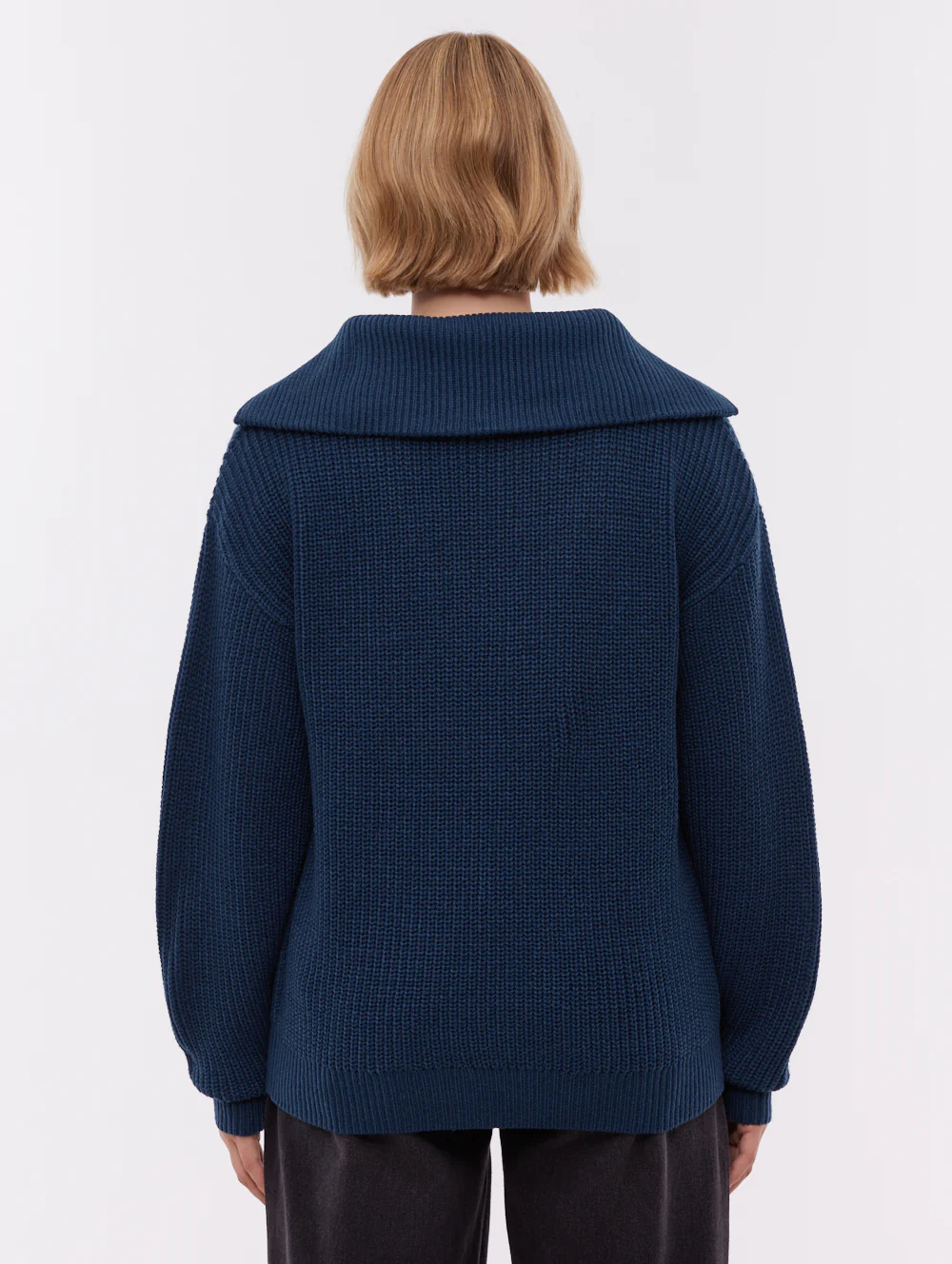 Audreena Zippered Funnel Sweater - Blue - Image 3