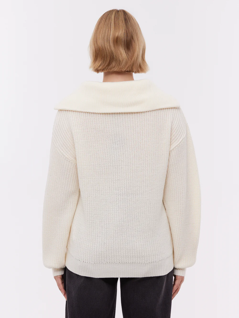 Audreena Zippered Funnel Sweater - White - Image 3