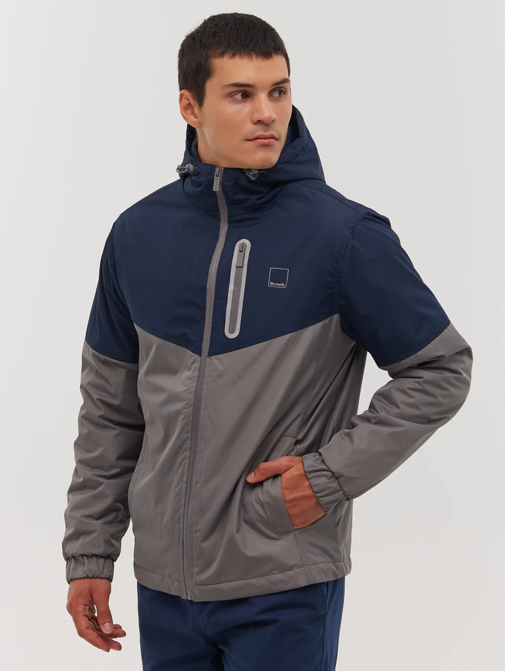 Benja Color Block Hooded Jacket - Grey - Image 3