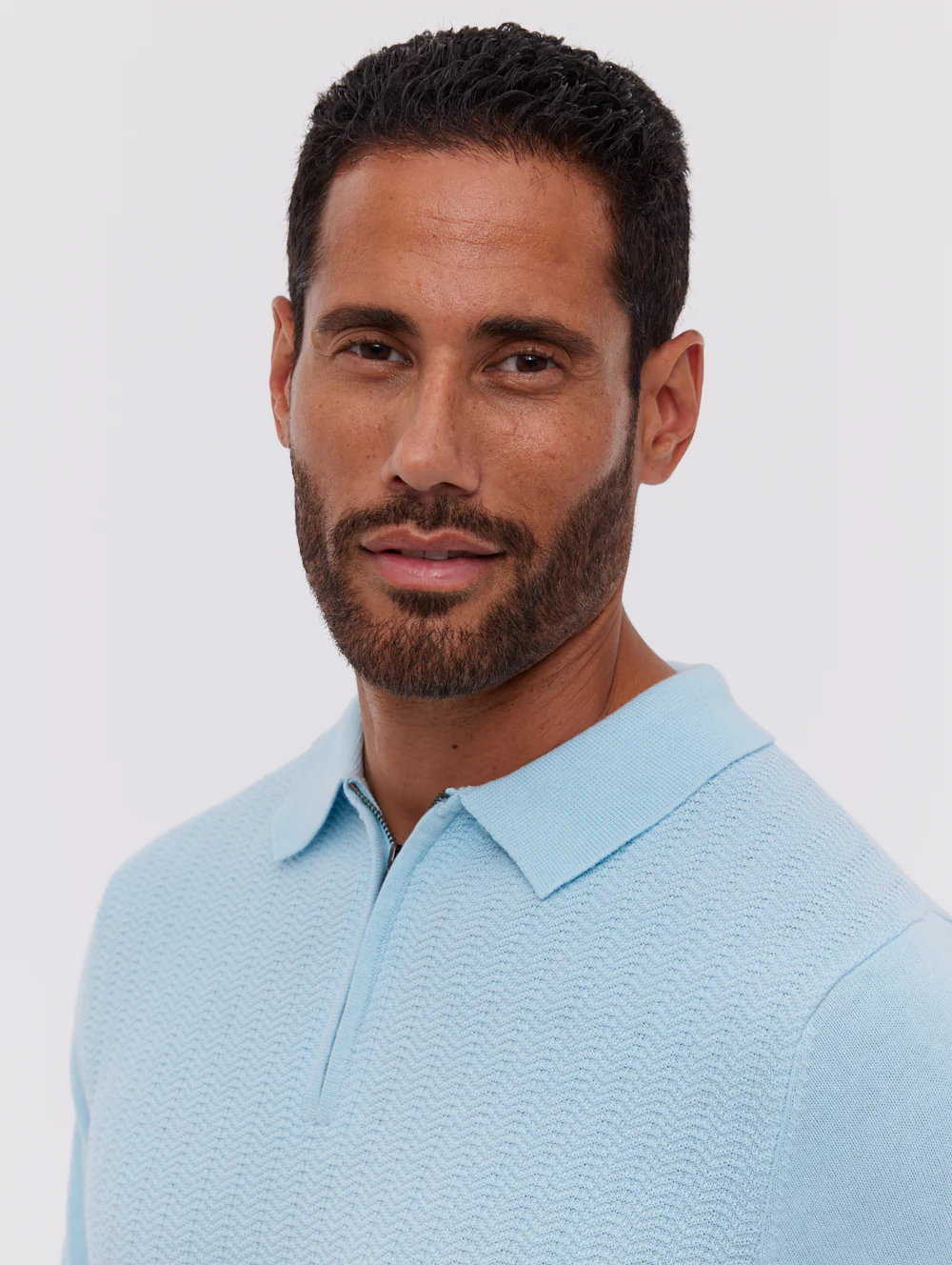 Brescia Knit Polo Shirt - Blue - Image 3