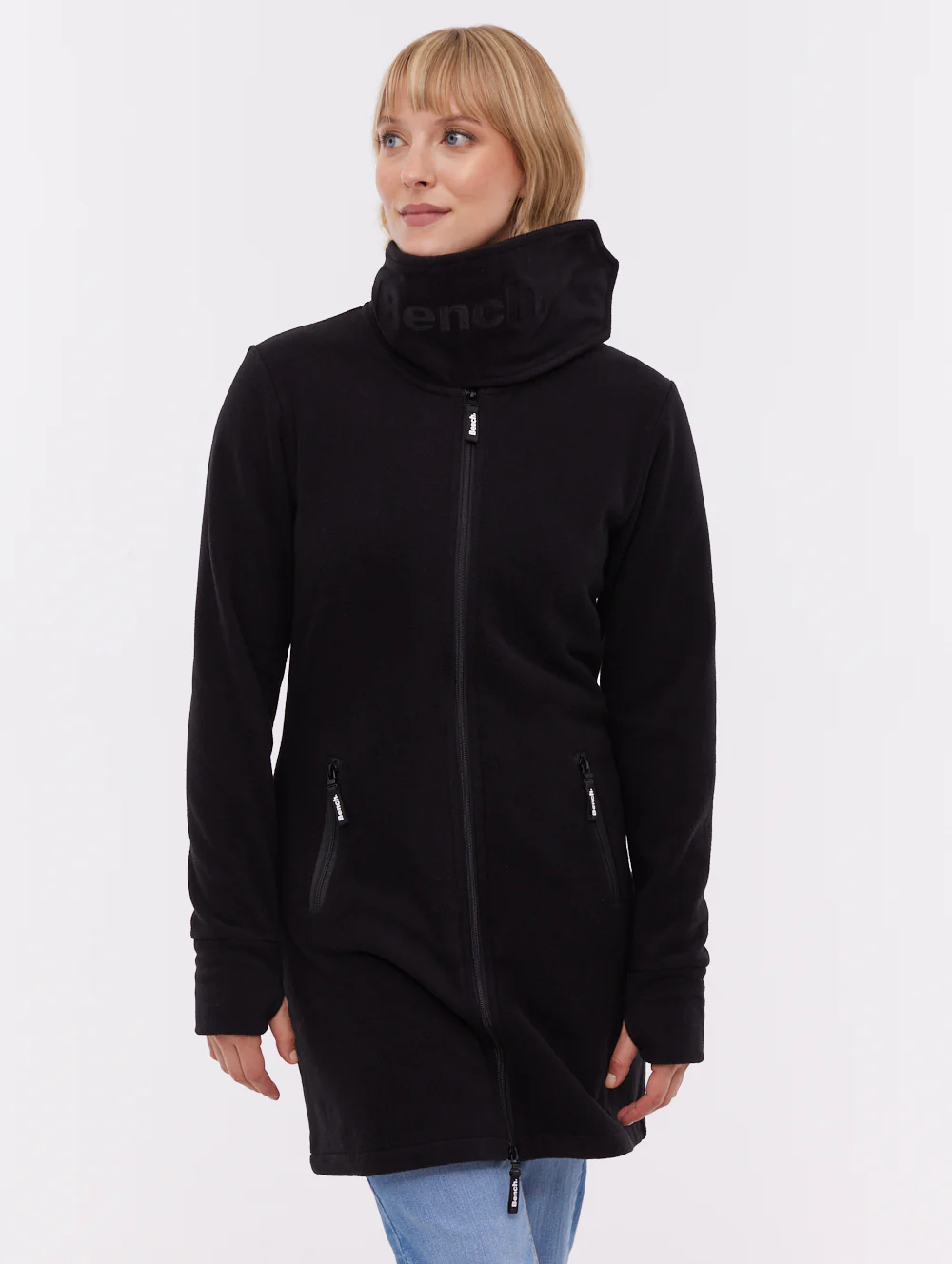Bridgit Maxi Wrap Neck Zip-Up - Black