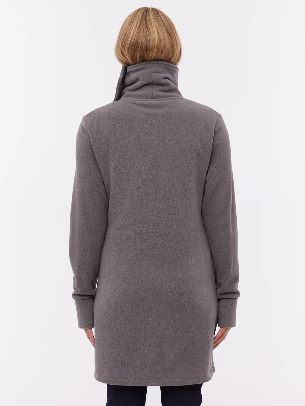 Bridgit Maxi Wrap Neck Zip-Up - Grey - Image 4