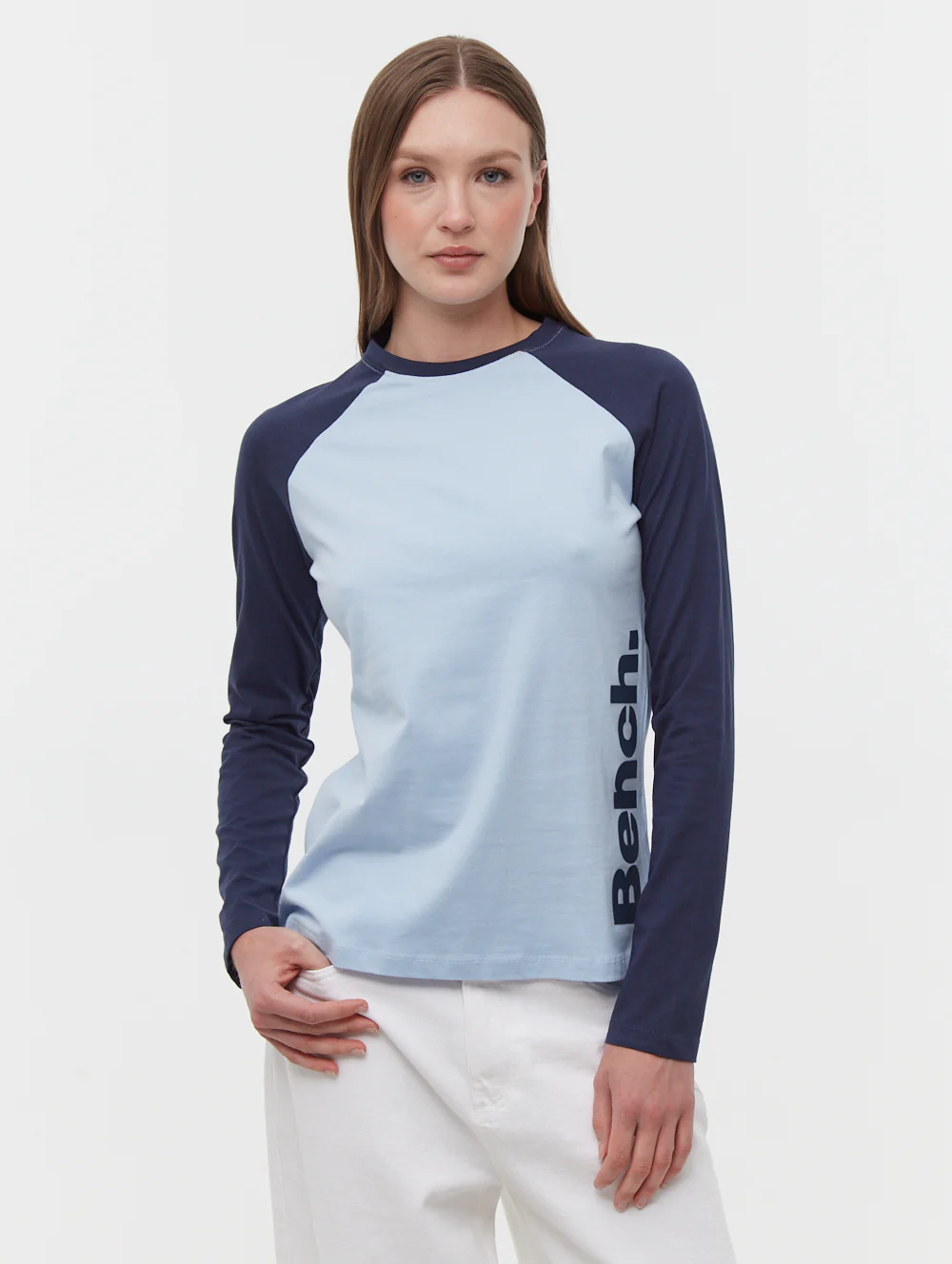 Brina Long Sleeve Baseball T-Shirt - Blue