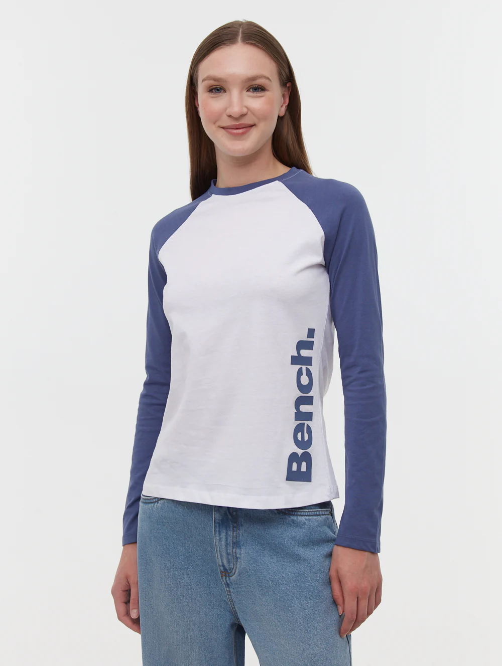 Brina Long Sleeve Baseball T-Shirt - White