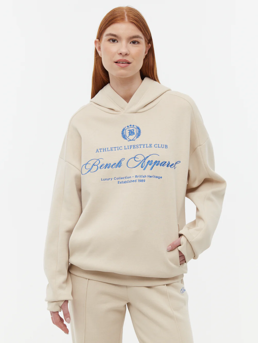 Contessa Script Graphic Oversize Hoodie - Beige