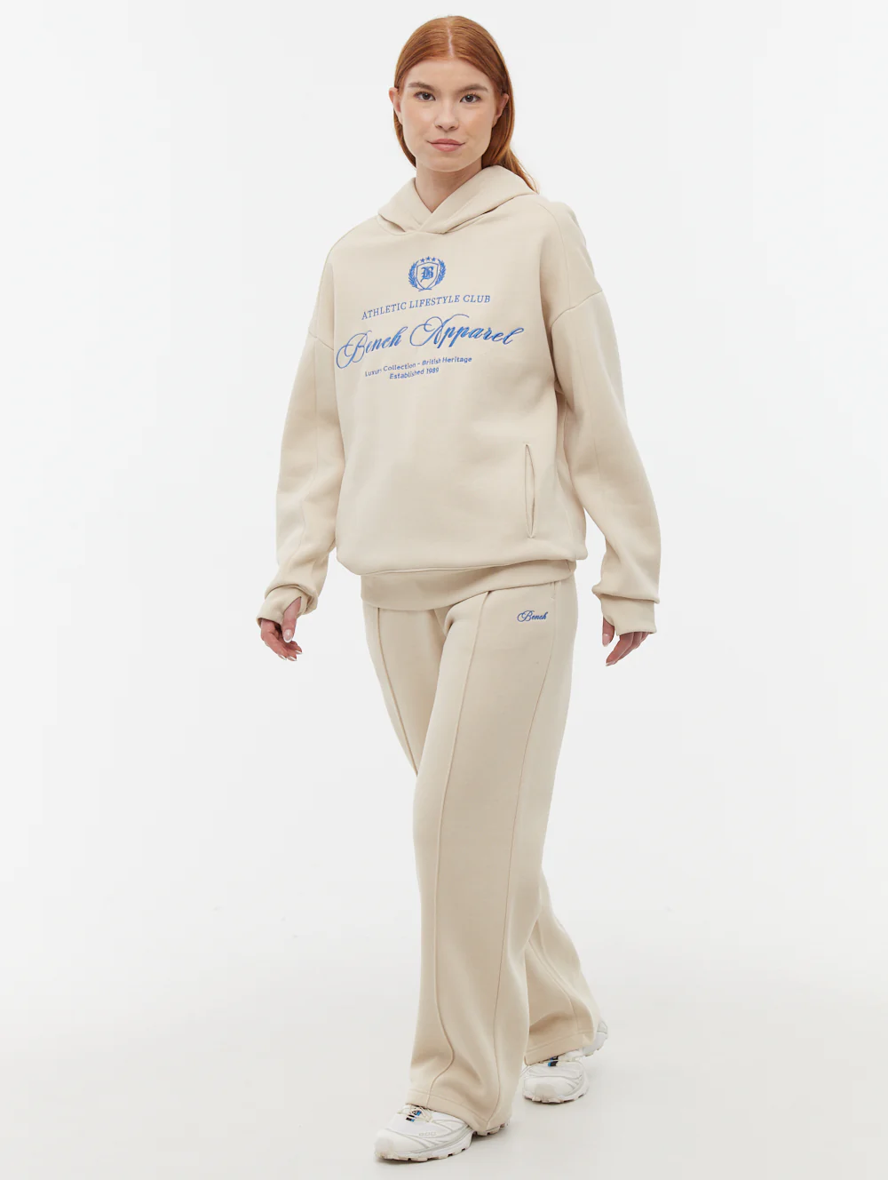 Contessa Script Graphic Oversize Hoodie - Beige - Image 2