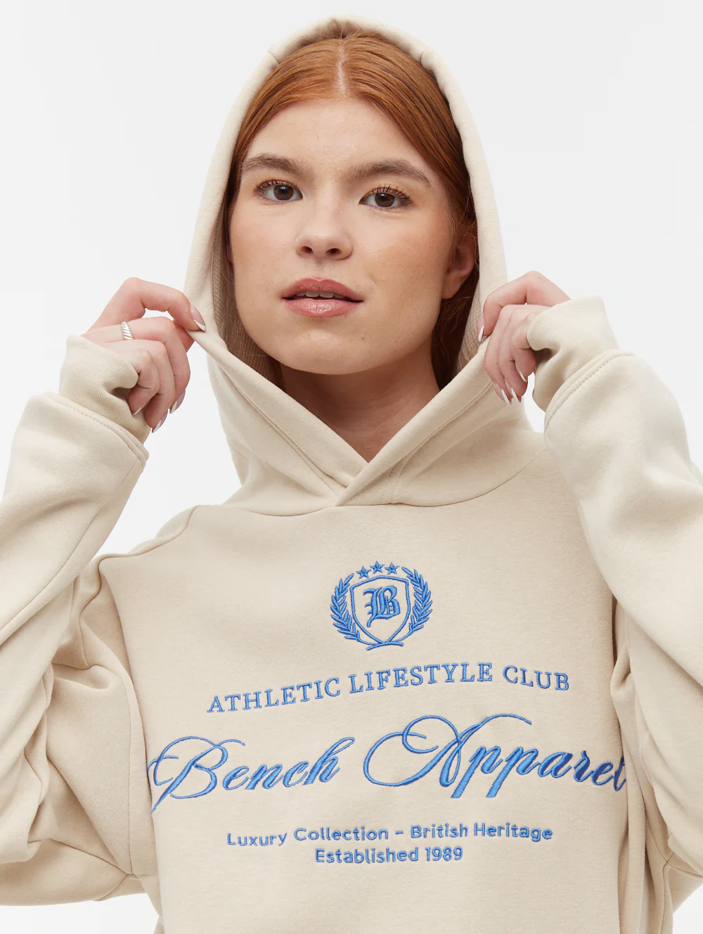 Contessa Script Graphic Oversize Hoodie - Beige - Image 3