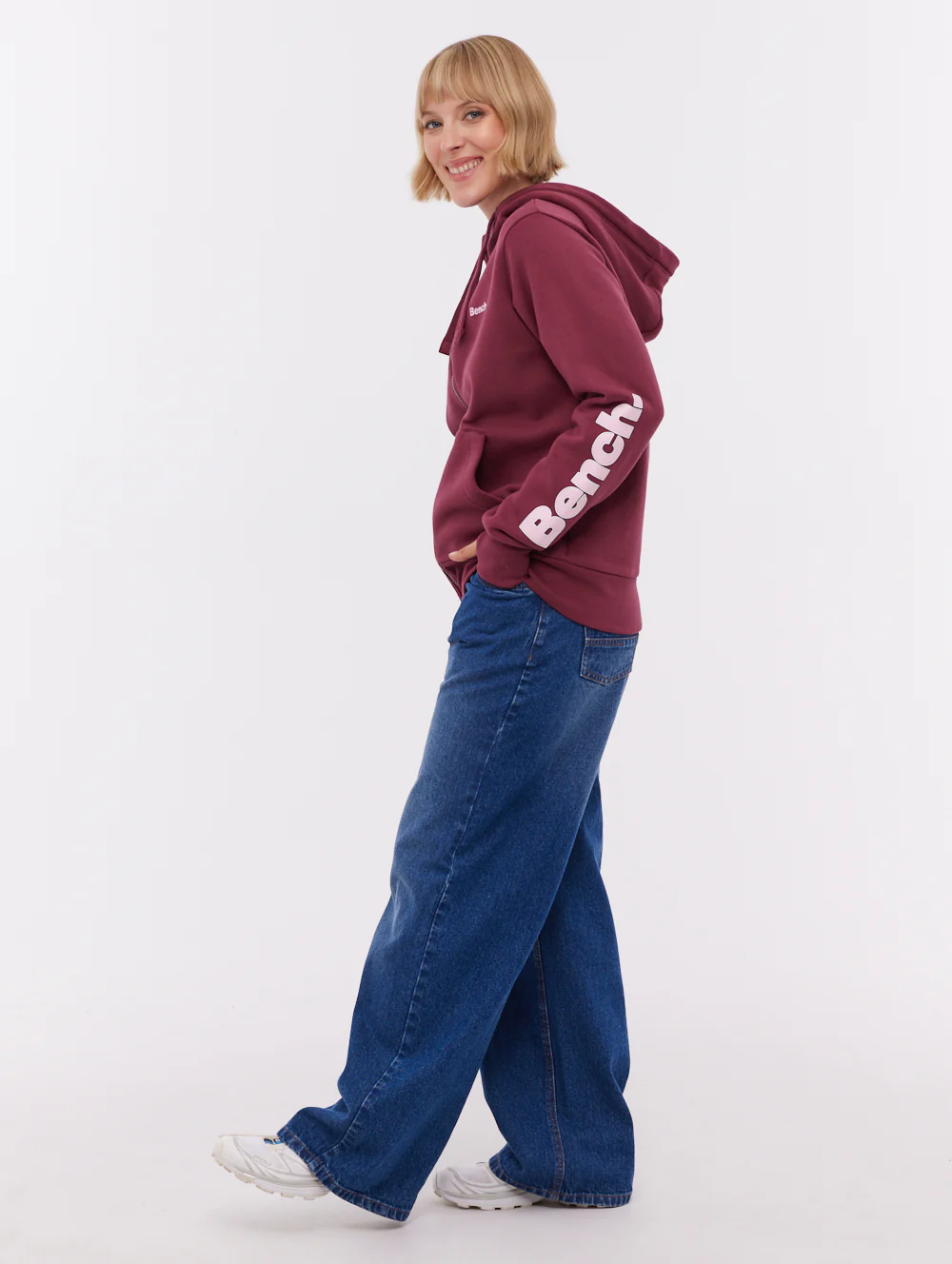 Darcine Zip-Up Hoodie with Sleeve Logo - Red - Image 2