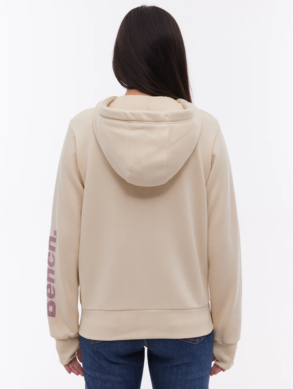 Darcine Zip-Up Hoodie with Sleeve Logo - White - Image 3