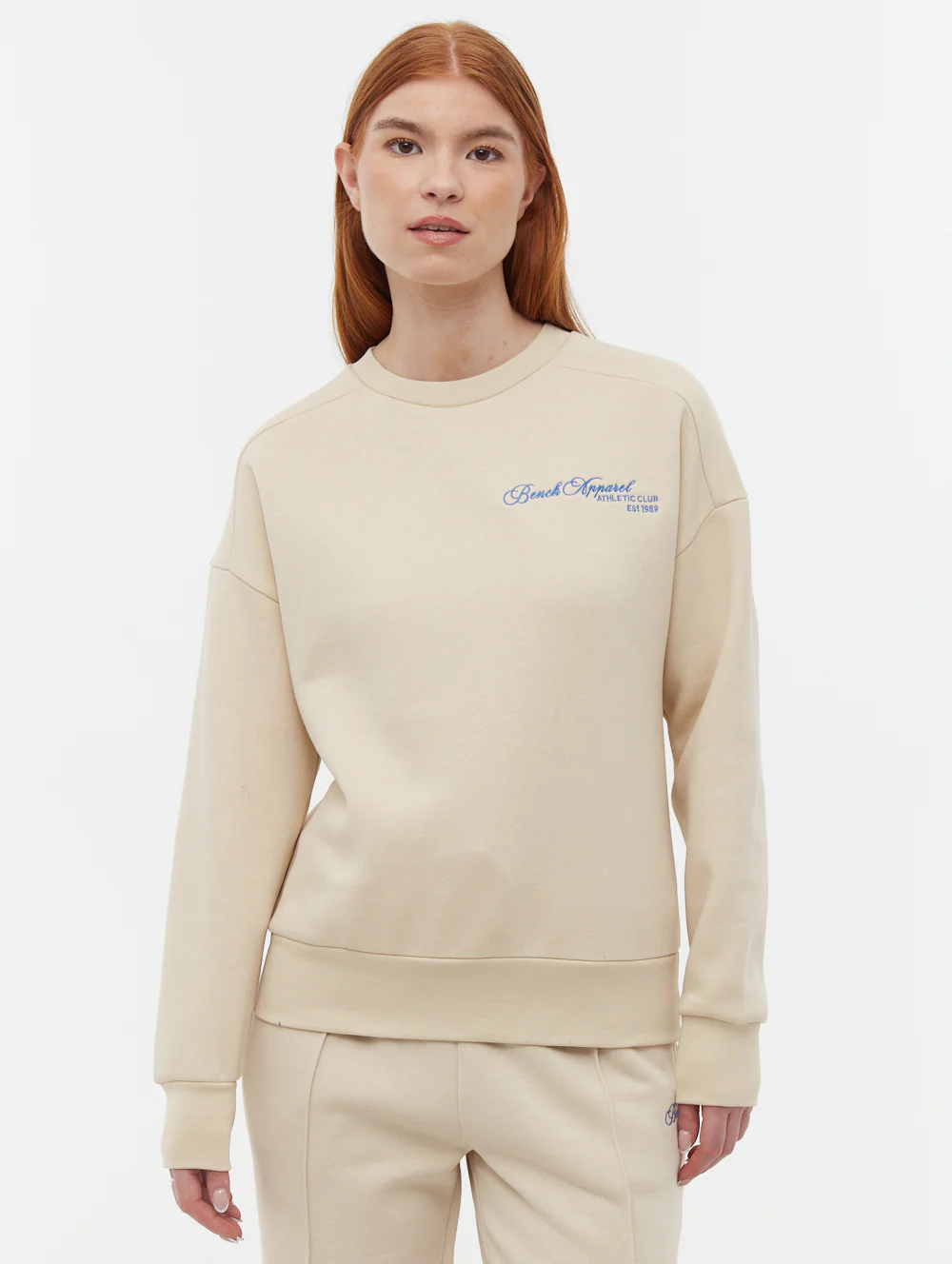 Desta Script Graphic Crew Neck Sweatshirt - Beige