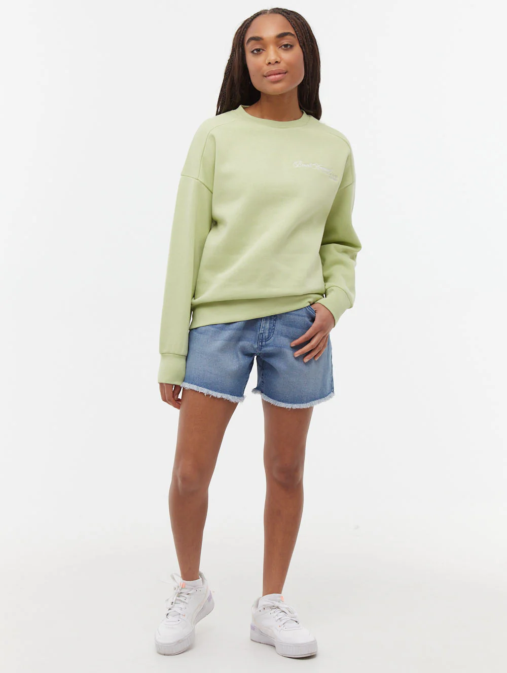 Desta Script Graphic Crew Neck Sweatshirt - Green - Image 2