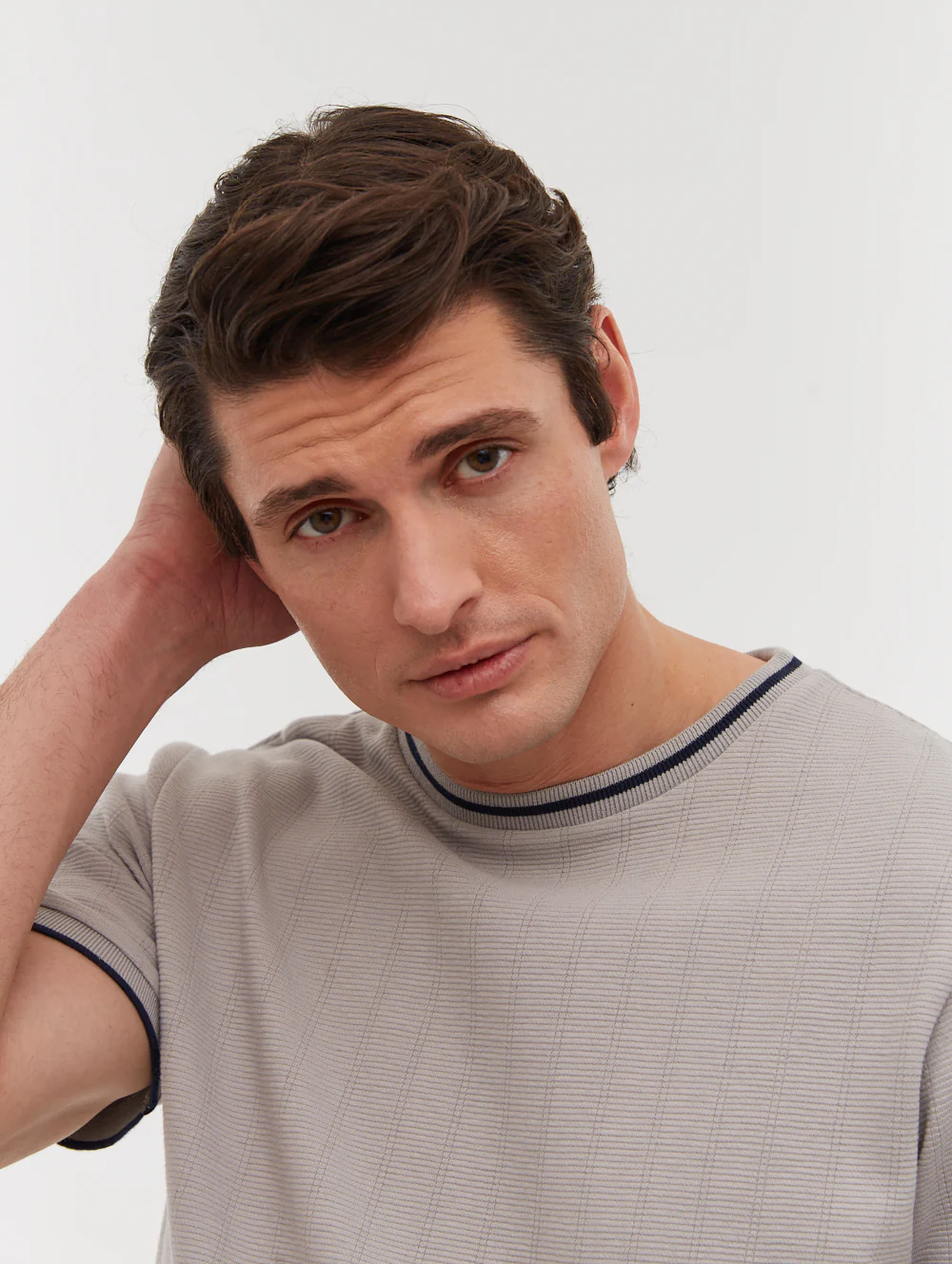 Ernara Ringer Neck T-Shirt - Grey - Image 3