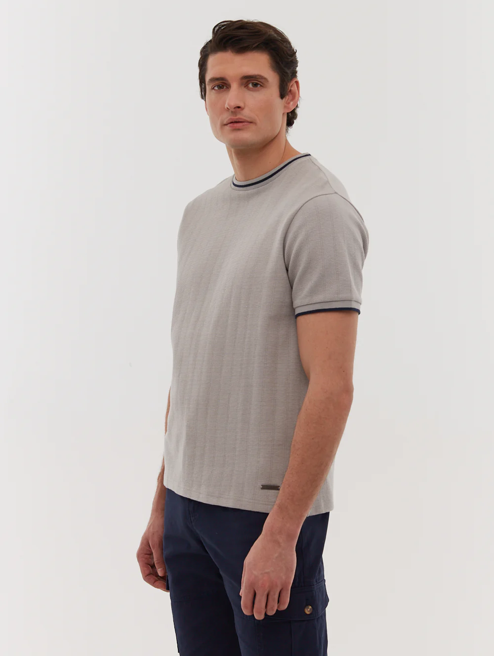 Ernara Ringer Neck T-Shirt - Grey - Image 4