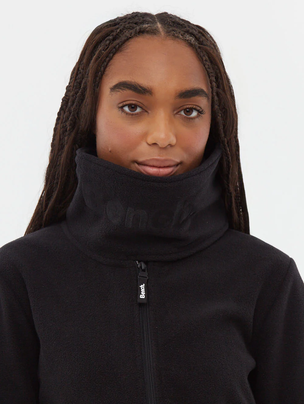 Funnel Microfleece Wrap Neck Zip-Up - Black - Image 3
