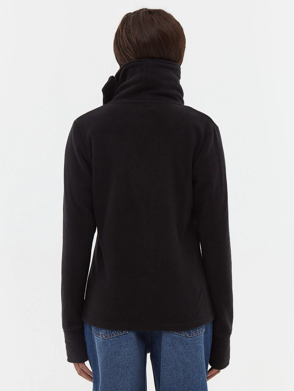Funnel Microfleece Wrap Neck Zip-Up - Black - Image 5