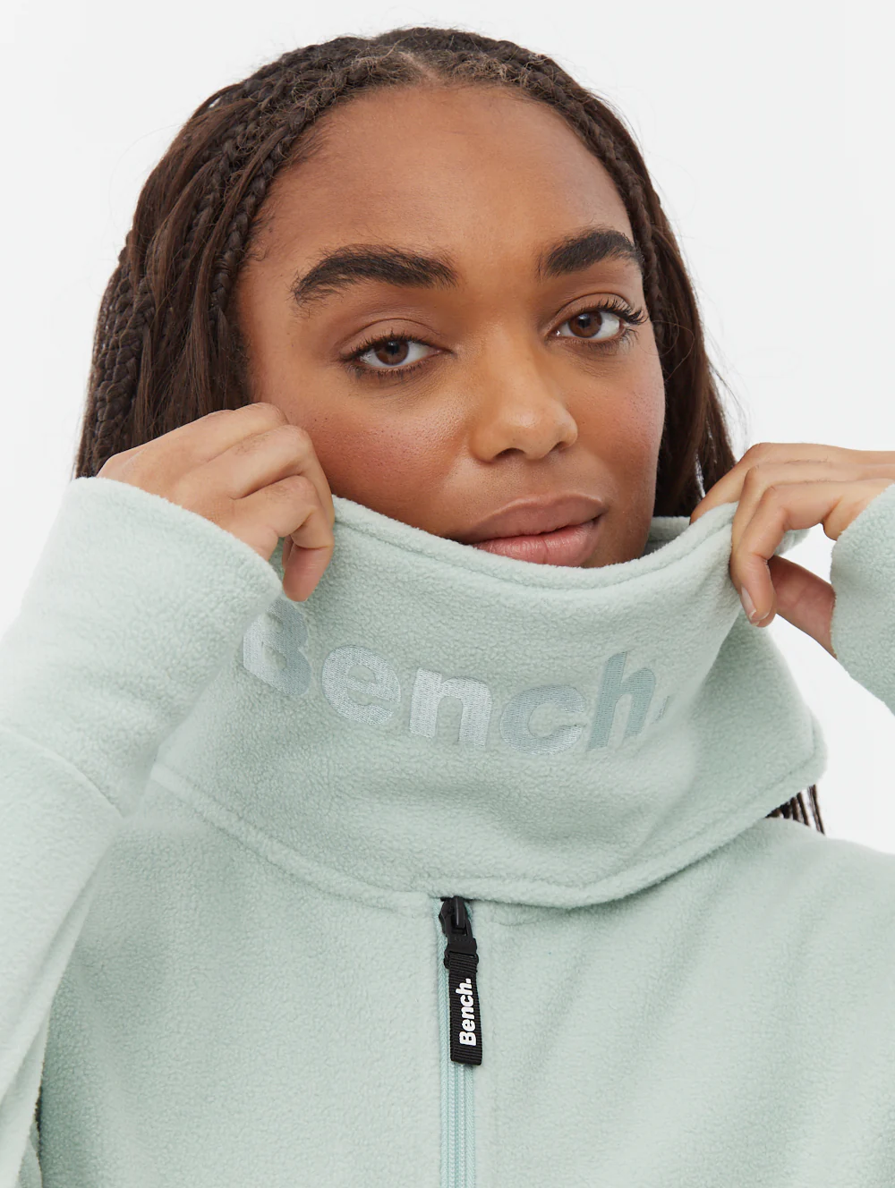 Funnel Microfleece Wrap Neck Zip-Up - Green - Image 3