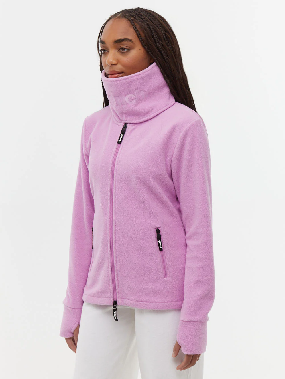 Funnel Microfleece Wrap Neck Zip-Up - Purple - Image 4
