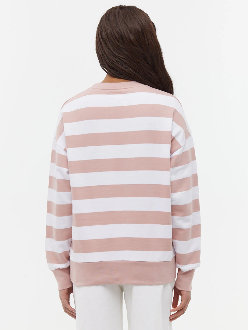 Hanneli Striped Crew Neck Sweatshirt - Pink - Image 5