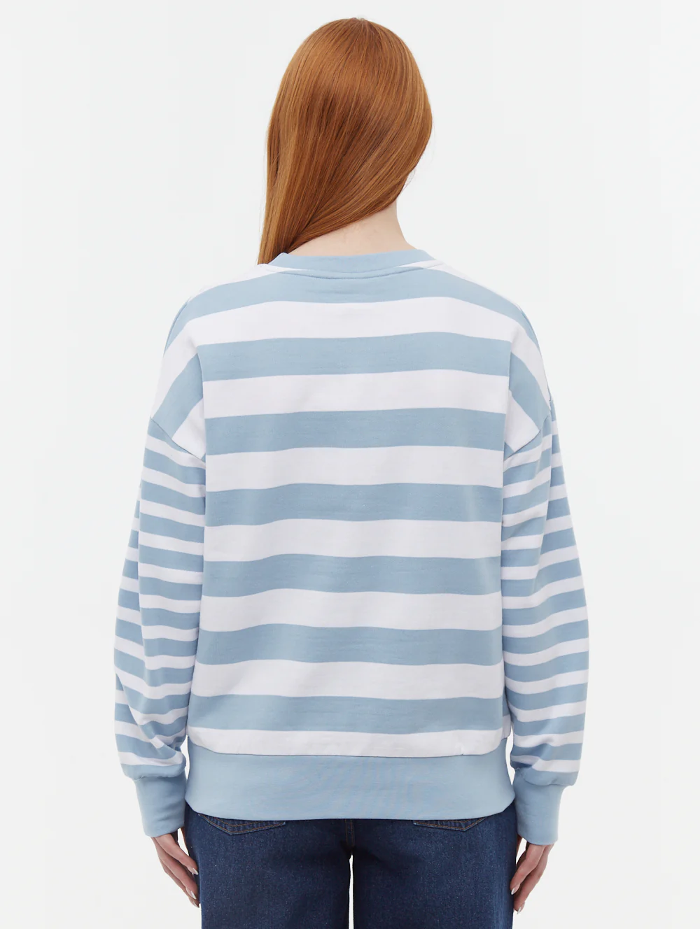 Hanneli Striped Crew Neck Sweatshirt - Blue - Image 5