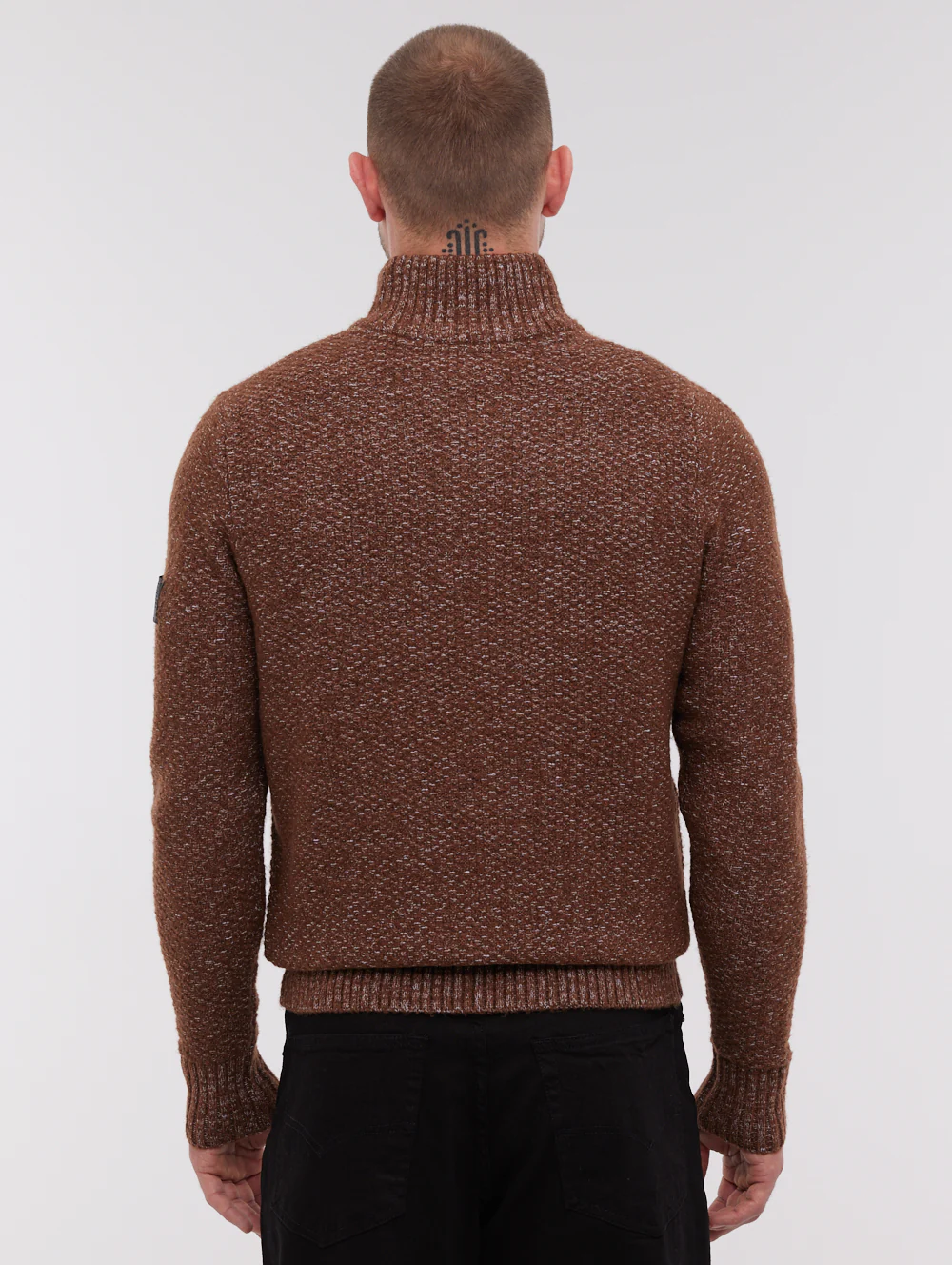 Hastom Funnel Neck Sweater - Brown - Image 3