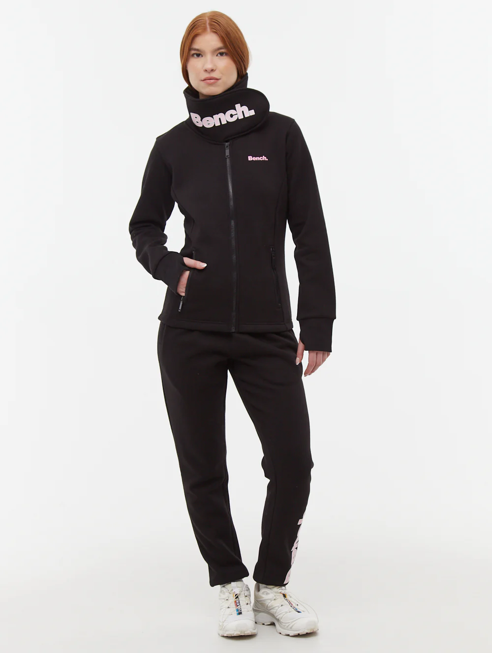 Haylo Wrap Neck Zip-Up - Black - Image 2