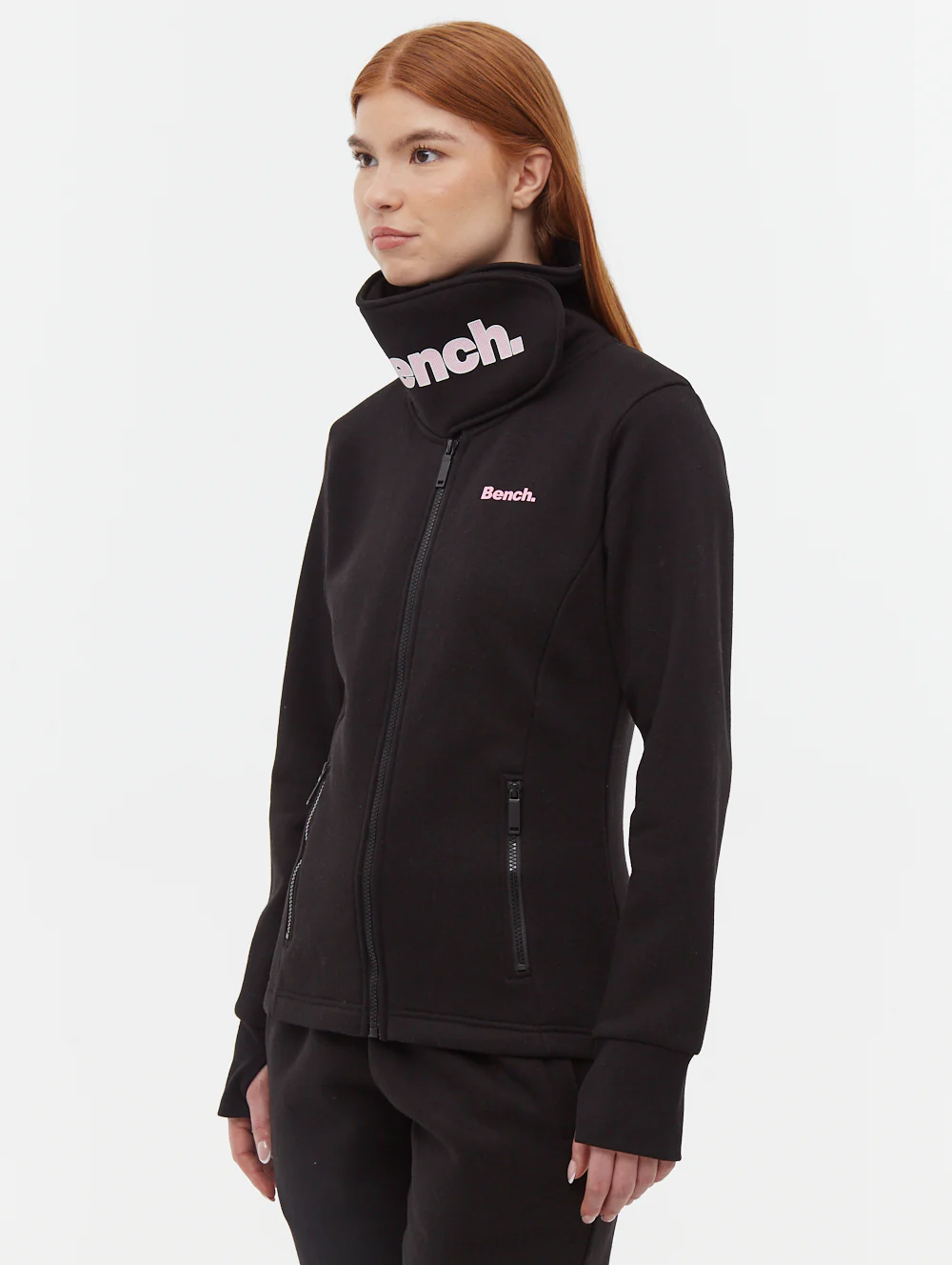 Haylo Wrap Neck Zip-Up - Black - Image 4