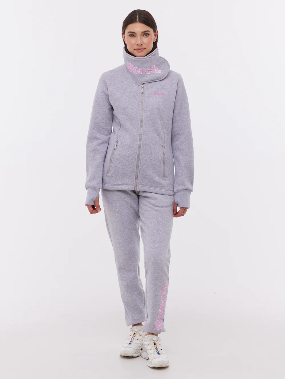 Haylo Wrap Neck Zip-Up - Grey - Image 2
