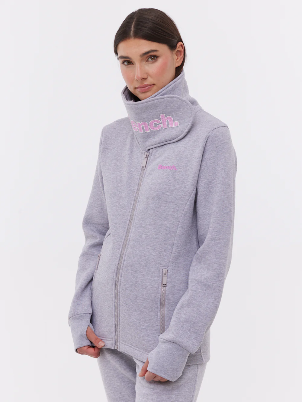 Haylo Wrap Neck Zip-Up - Grey - Image 4