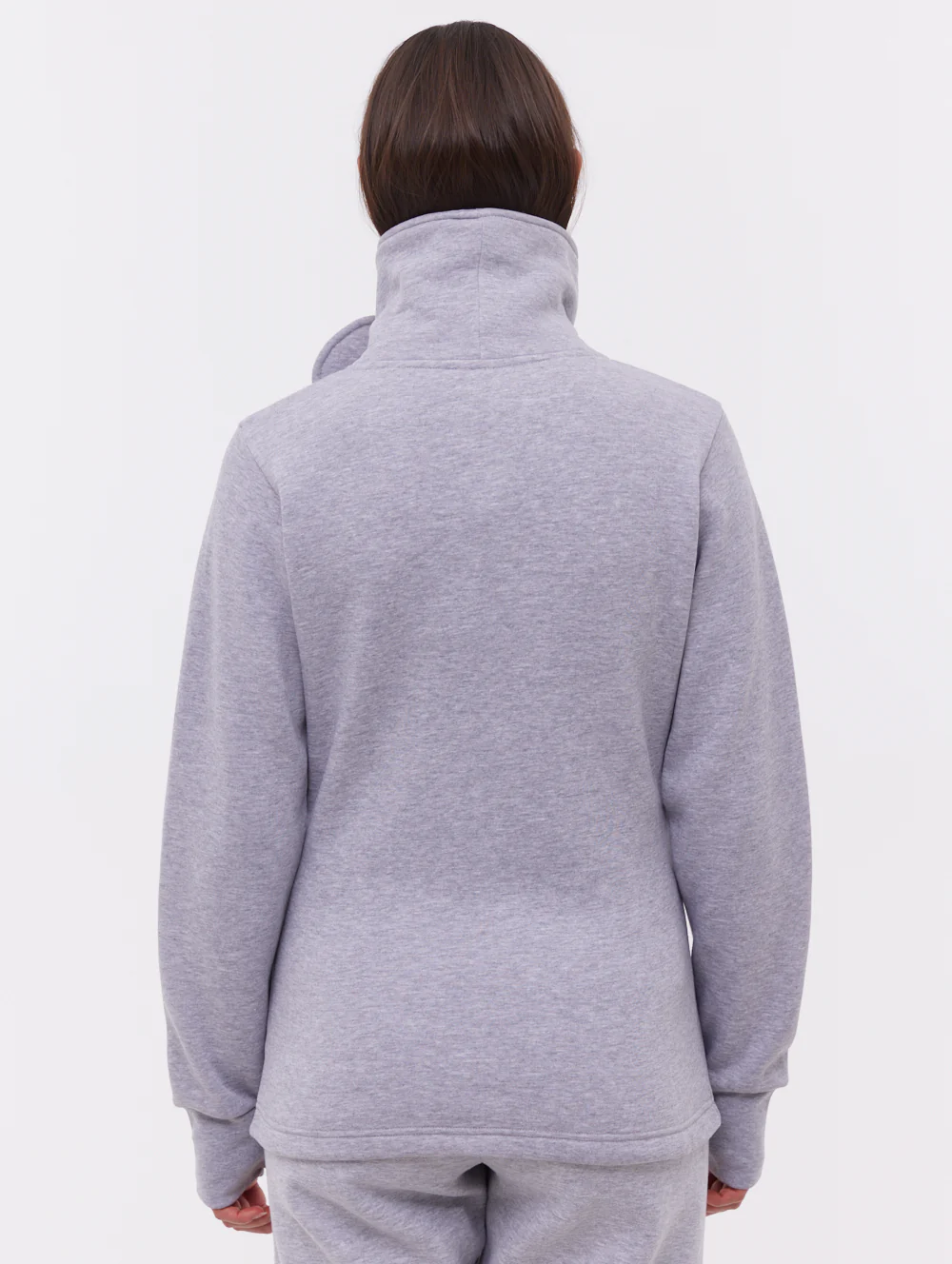 Haylo Wrap Neck Zip-Up - Grey - Image 5