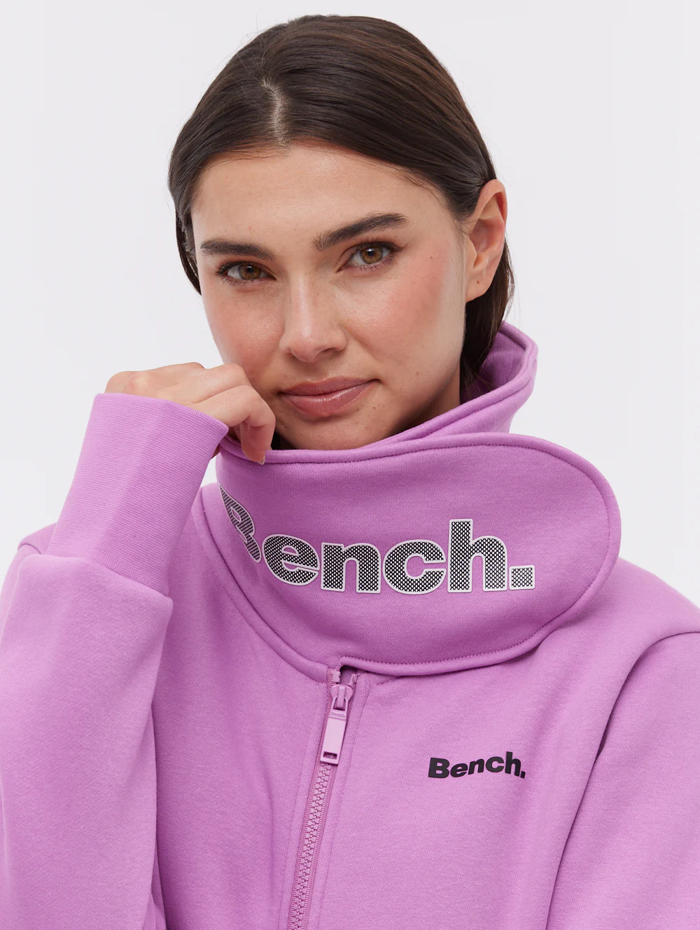 Haylo Wrap Neck Zip-Up - Purple - Image 3