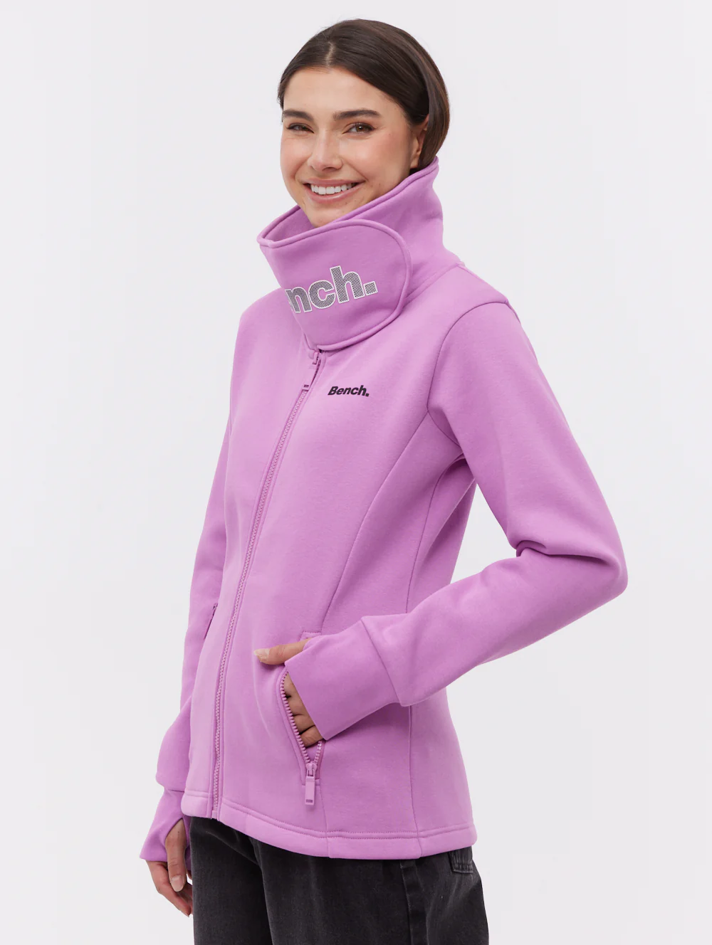Haylo Wrap Neck Zip-Up - Purple - Image 4