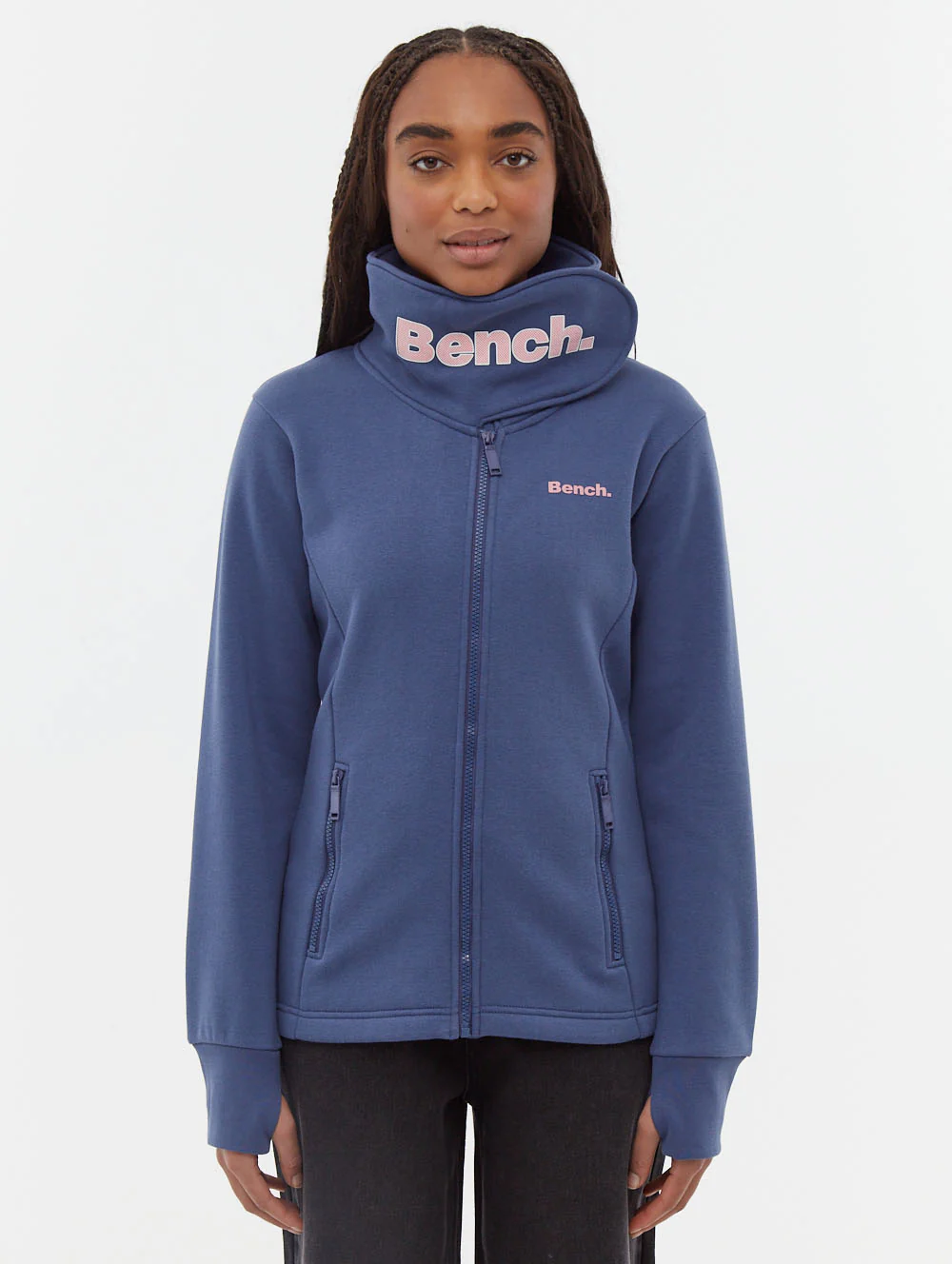 Haylo Wrap Neck Zip-Up - Blue