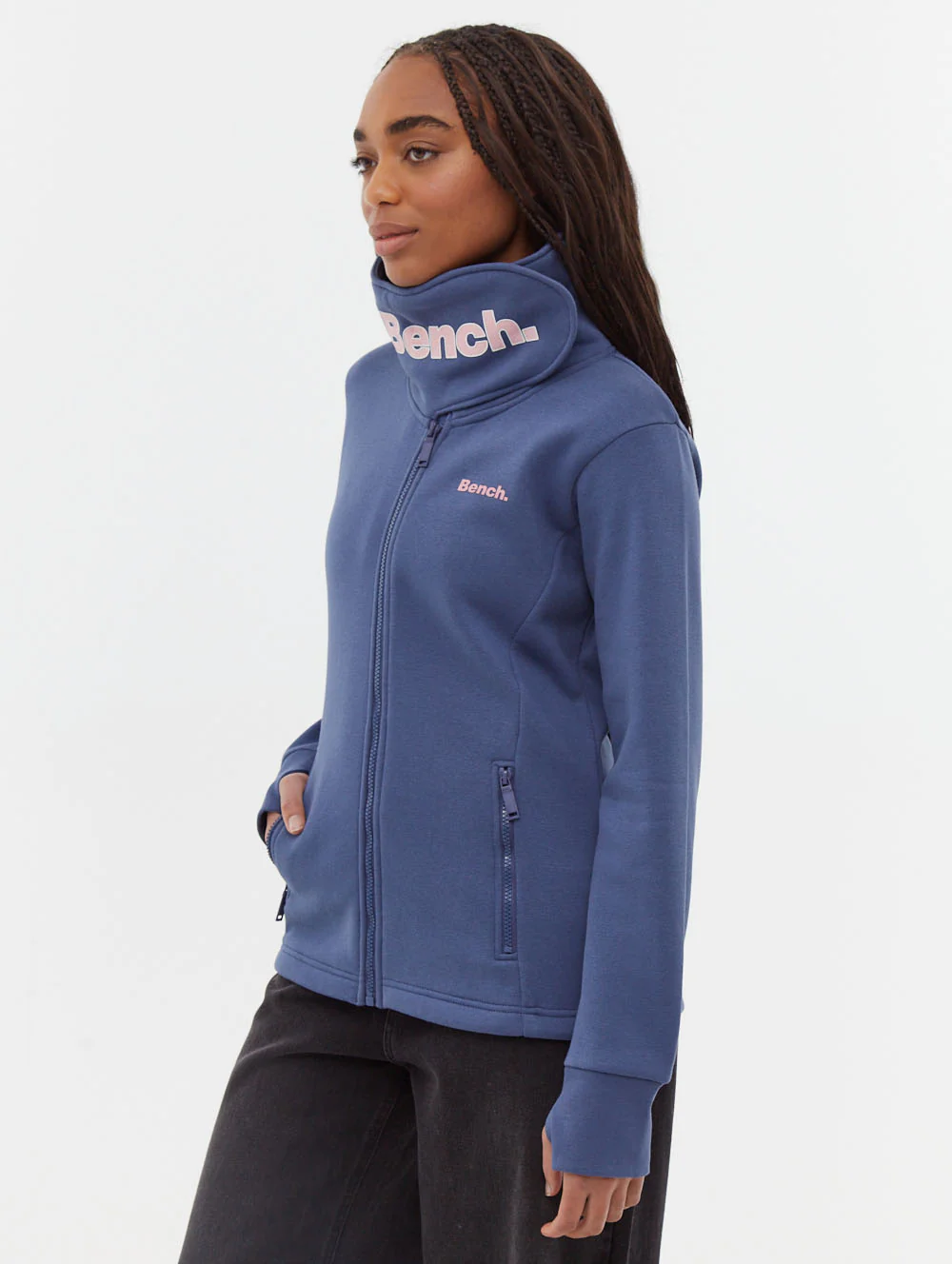 Haylo Wrap Neck Zip-Up - Blue - Image 4