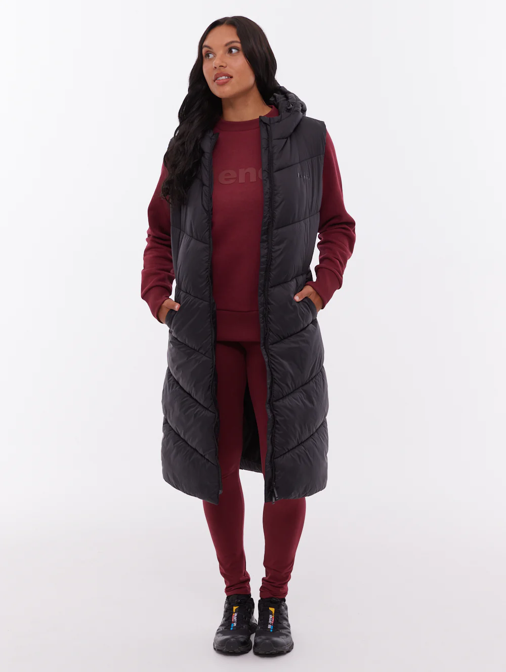 Illy Longline Chevron Puffer Vest - Black - Image 3