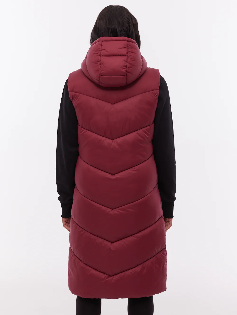 Illy Longline Chevron Puffer Vest - Red - Image 4