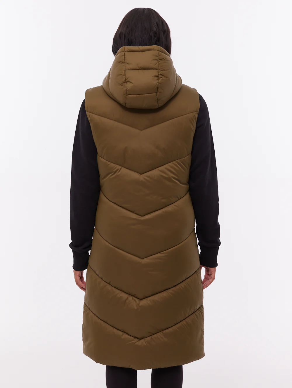Illy Longline Chevron Puffer Vest - Green - Image 4