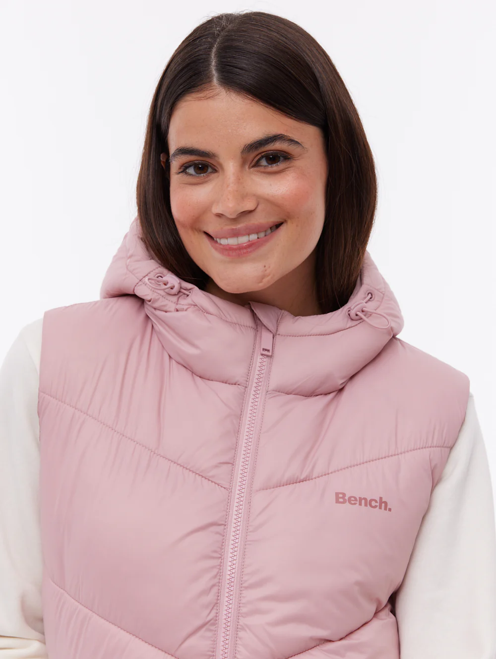Illy Longline Chevron Puffer Vest - Pink - Image 2