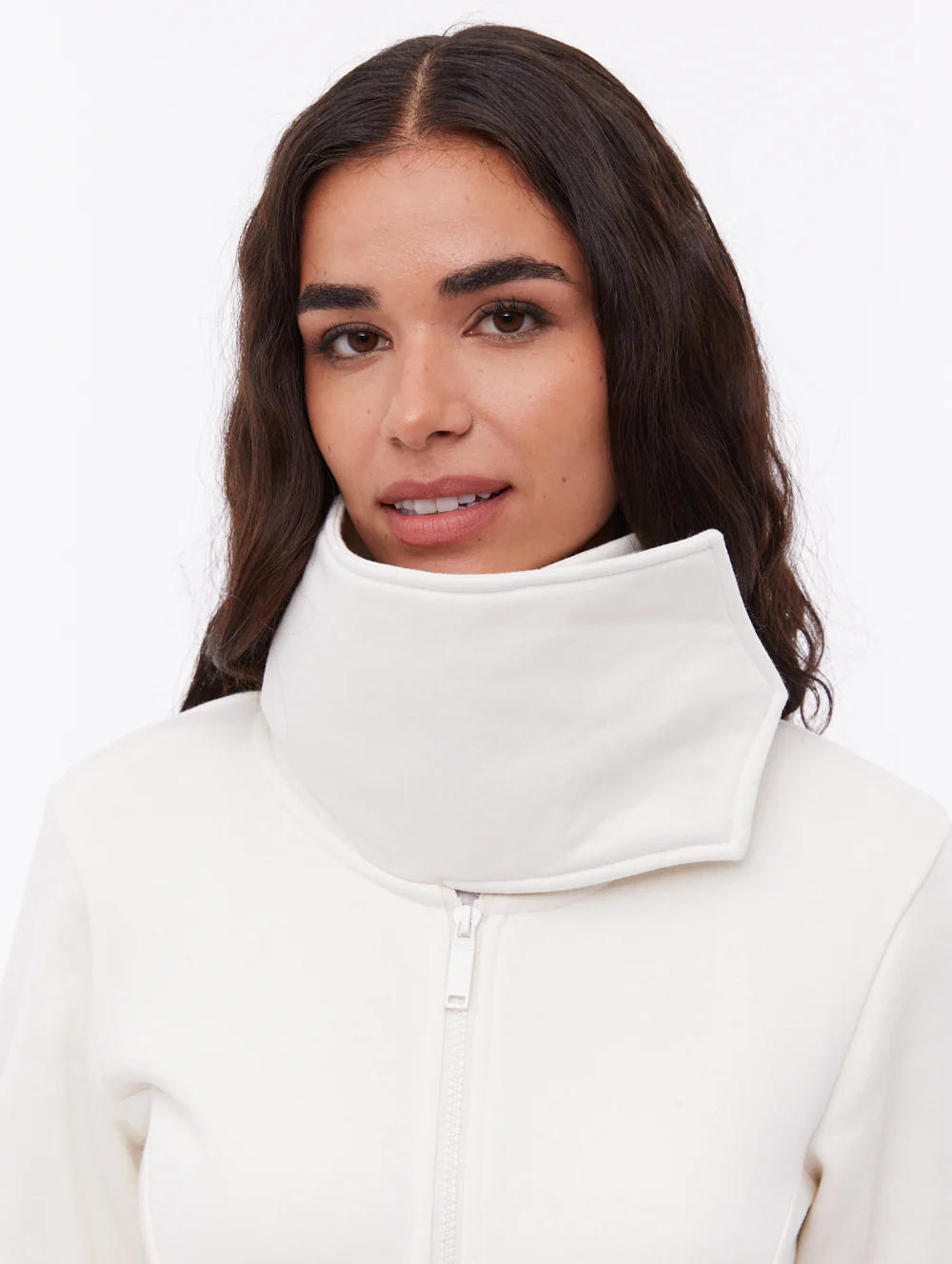 Jaya Wrap-Neck Zip-Up - White - Image 2