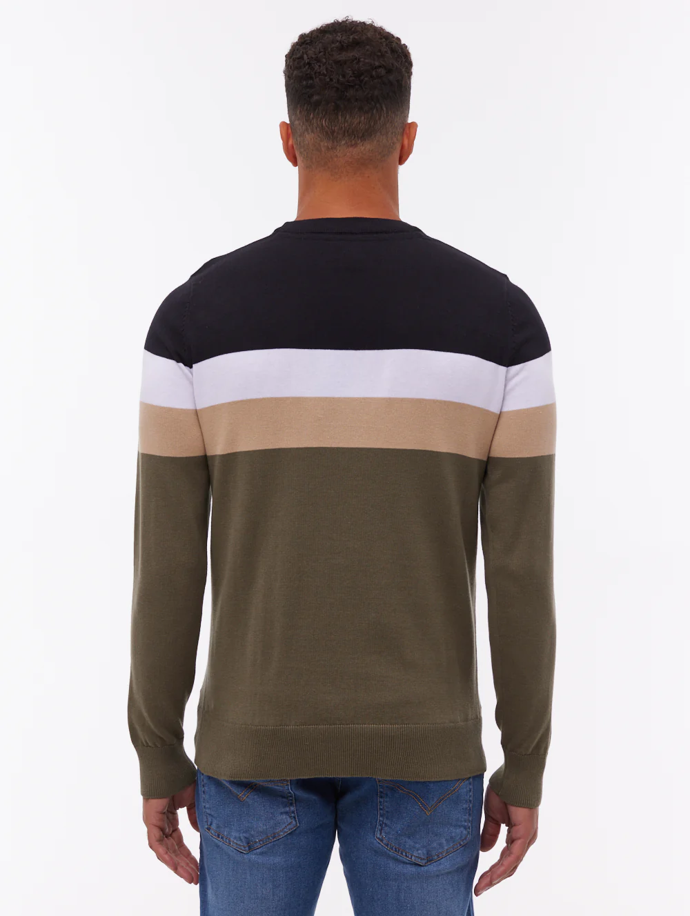 Jayani Striped Crew Neck Sweater - Green - Image 3