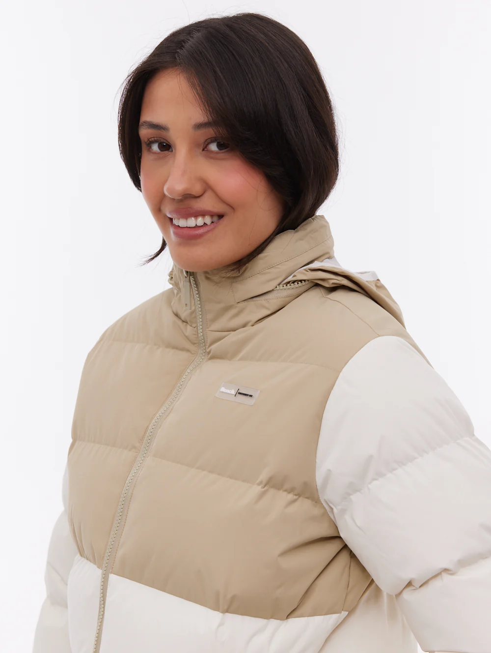 Jehn Two-Tone Puffer Jacket - White - Image 2