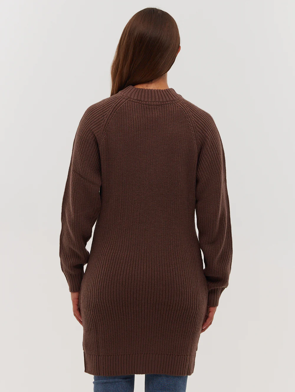 Karlie Rib Knit Sweater Dress - Brown - Image 4